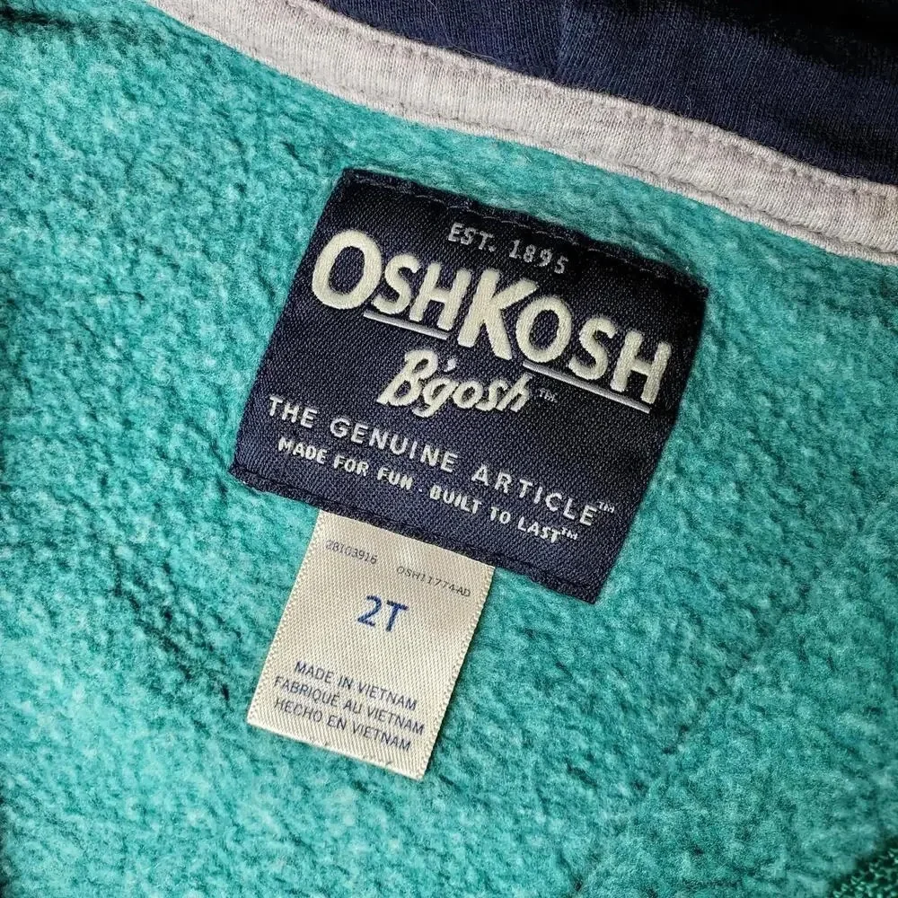OshKosh B'gosh Green Full Zip Hoodie, Size 2T